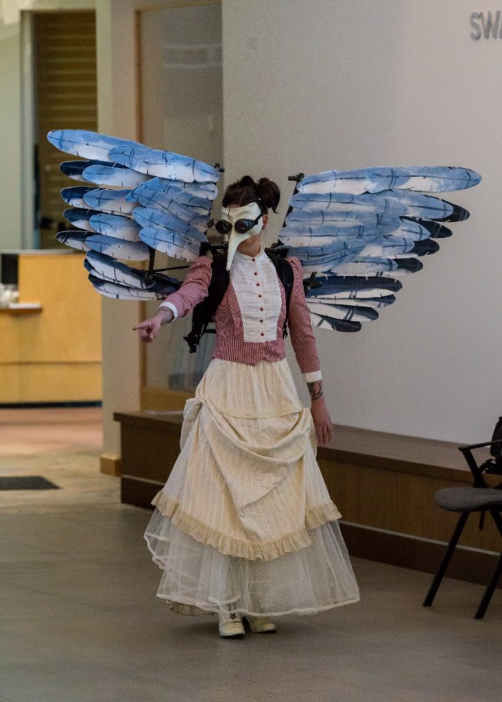 winged, creature, conjure up, frequent flyers, aerial dance, longmont museum