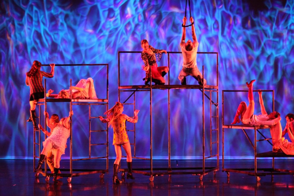 scaffold, blue, spanset, dancers, boots, frequent flyers, aerial dance