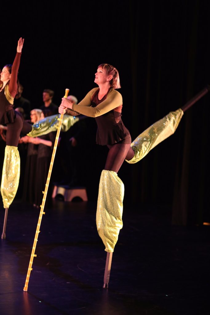 inspire, respire, music in the air, stilts, a capella, singers, frequent flyers, aerial dance