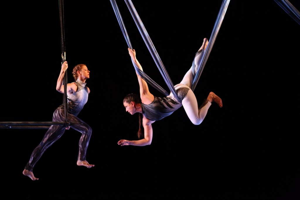 inspire, respire, music in the air, aerial wing, a capella, singers, frequent flyers, aerial dance, aerial sling, duet