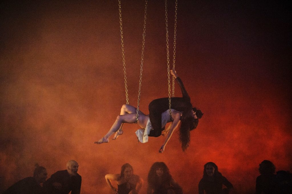 vampires, theater, frequent flyers, aerial dance, chains, smoke, victim