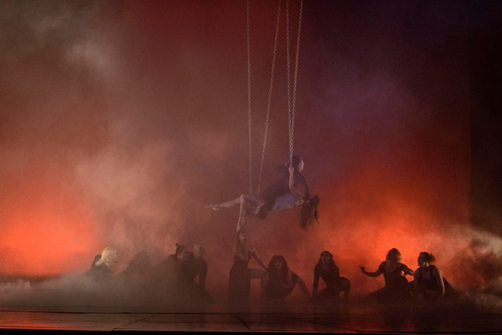 vampires, theater, frequent flyers, aerial dance, chains, fog, smoke, ground, floor