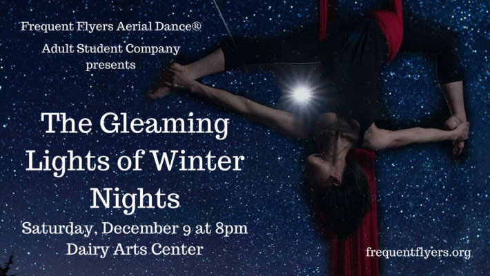 student company, gleaming lights of winter nights, frequent flyers. aerial dance